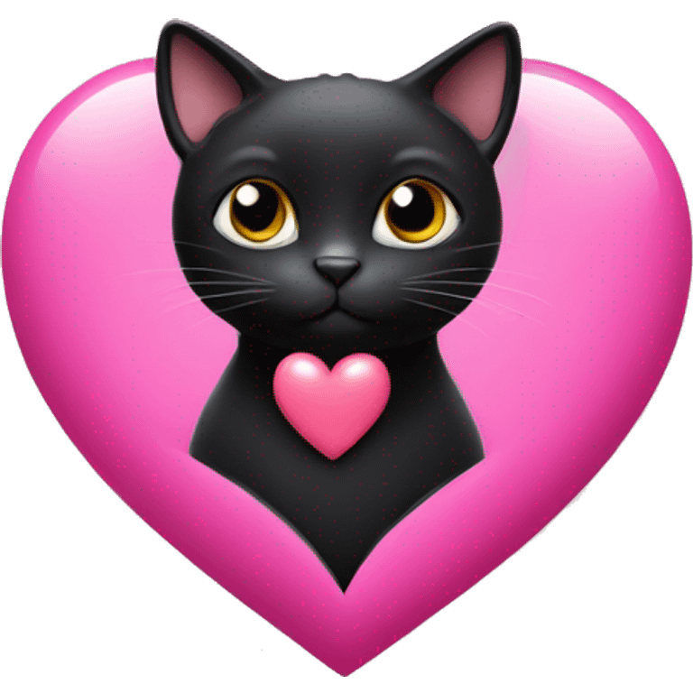 A black cat within a pink heart  emoji