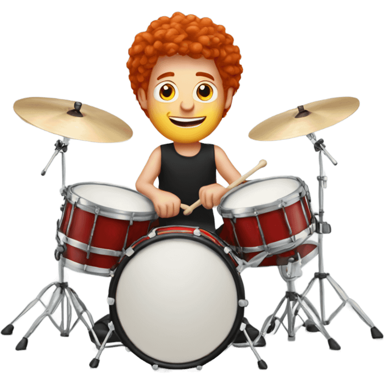 Red haired man playing drums on  emoji