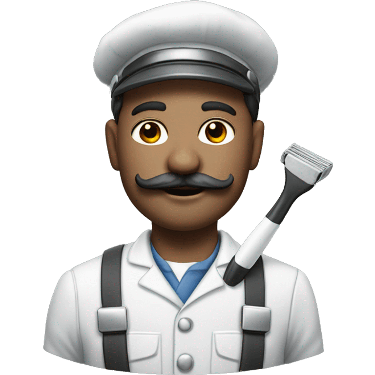 Photorealistic milkman with a mustache and a razor in hand emoji