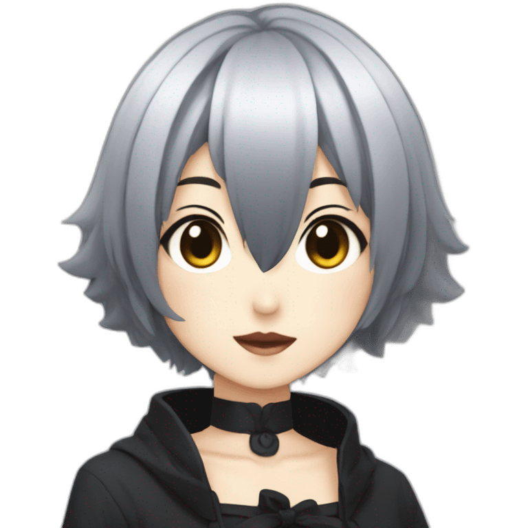 Nana Ōsaki in Anime with a gothic style, short black hair emoji