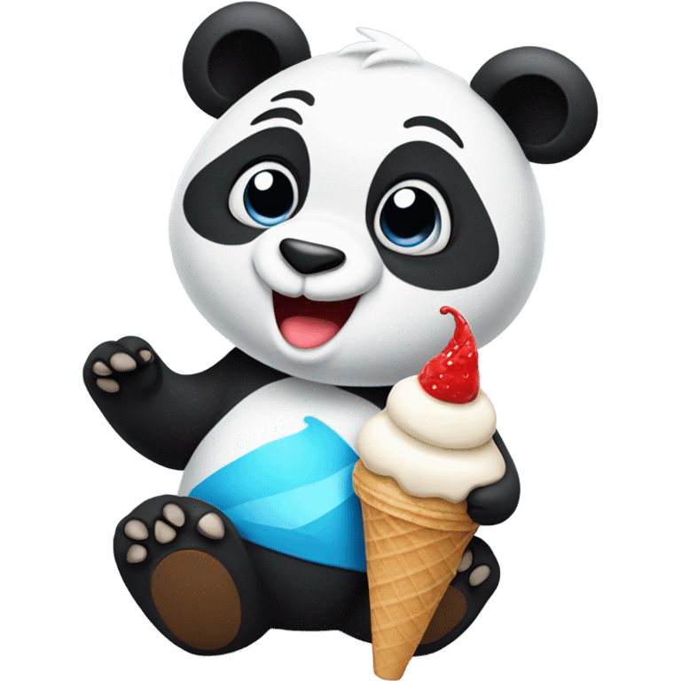 Panda eating ice cream emoji