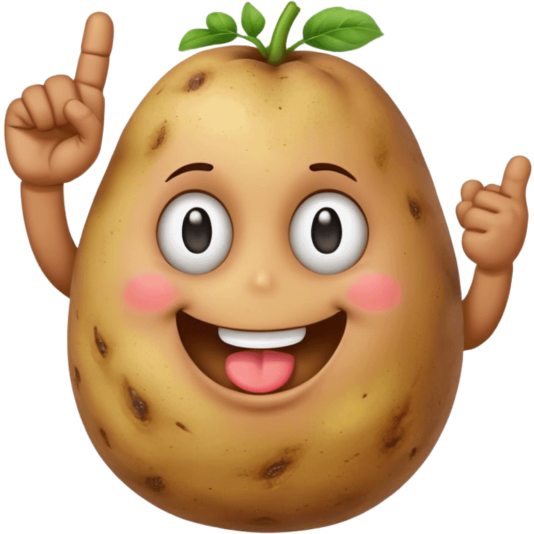 Une patate avec un sourire et un fuck emoji