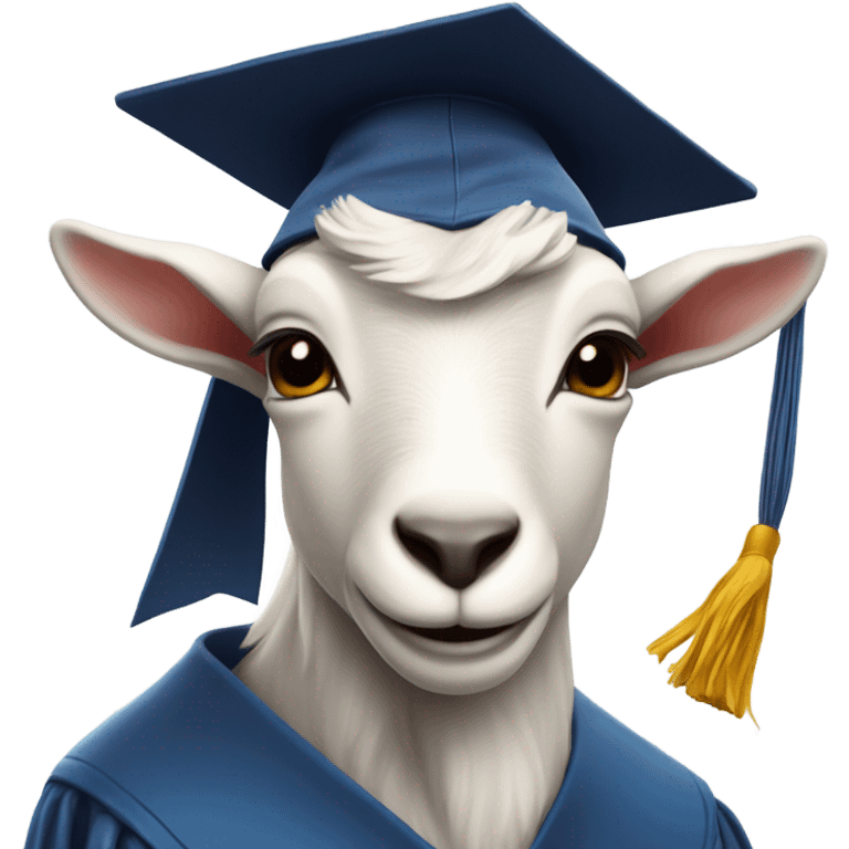 smirking goat wearing graduation hat emoji