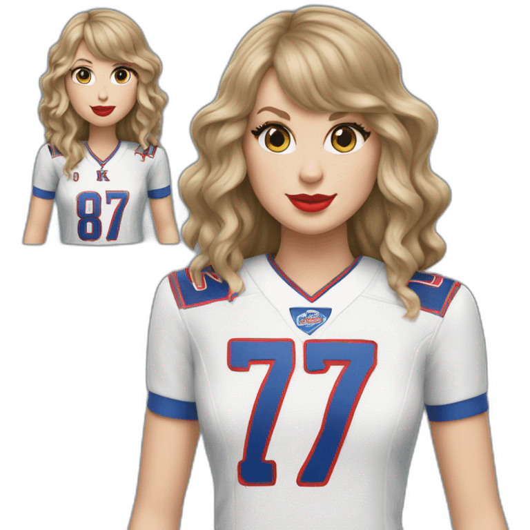 Taylor swift wearing an 87 Kansas City jersey  emoji