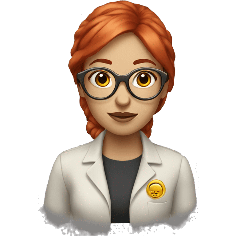 A girl therapist with red hair and round gold glasses emoji