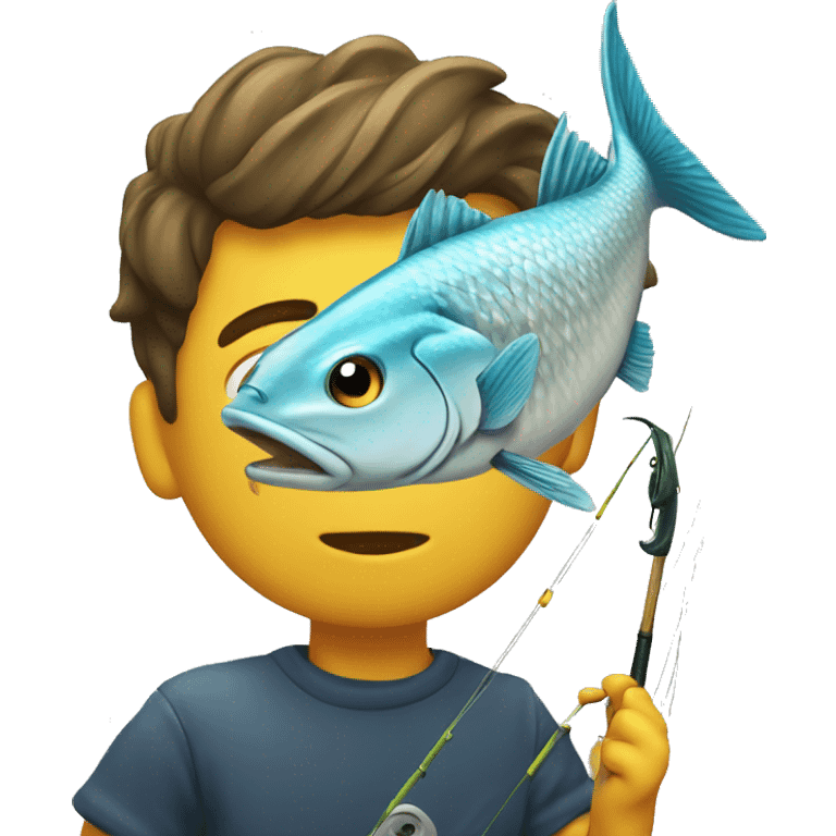 Fish hits a person while fishing emoji