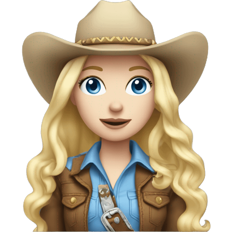 Cowgirl, pale skin, blue eyes, blonde hair emoji