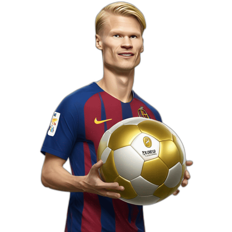 Erling Haaland qui soulève un ballon d’or emoji