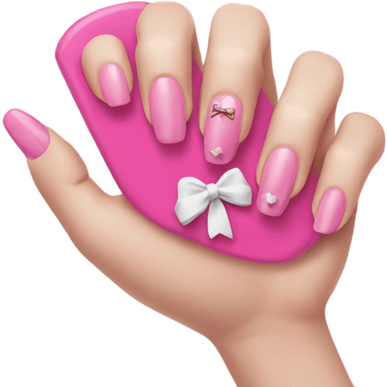 pink nails with bow emoji