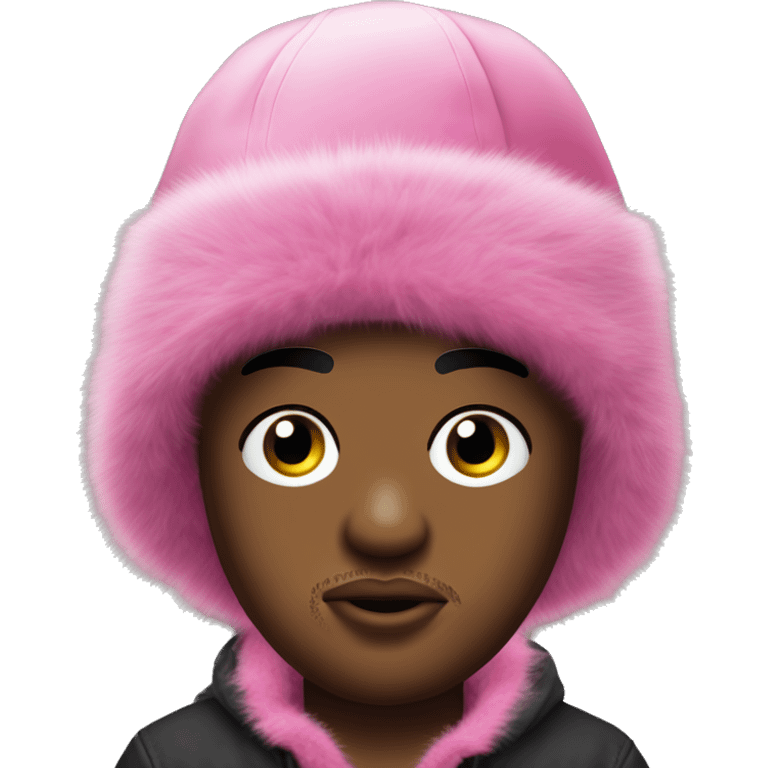 lil uzi vert face piercings with pink fur hat emoji