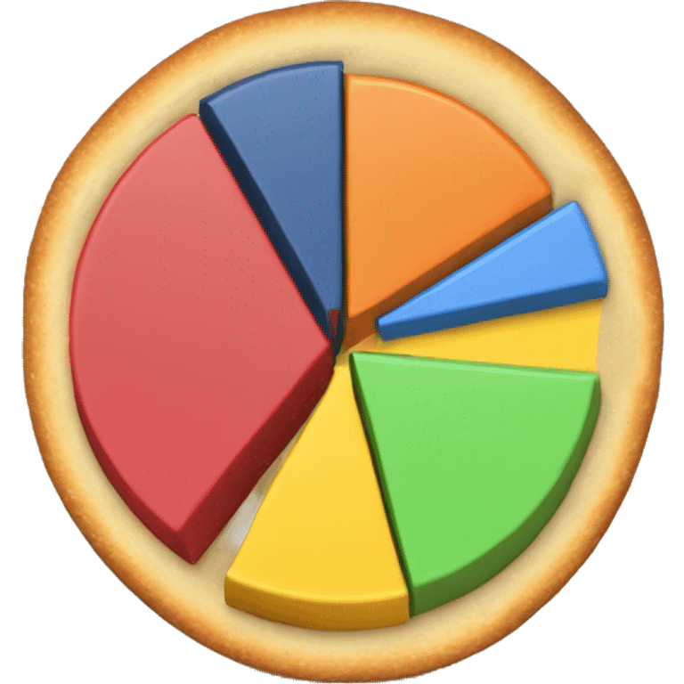 A 3D pie chart with two distinct sections emoji