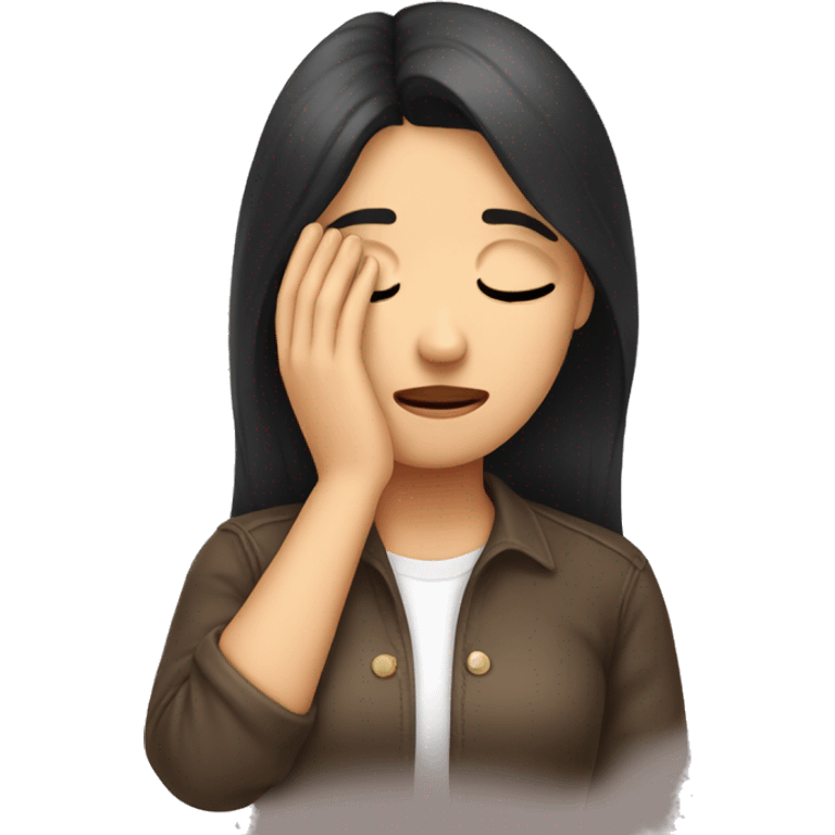 Brunette girl doing a facepalm emoji