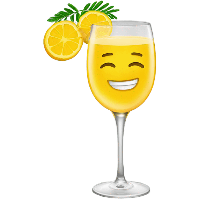 Mimosa drink in glass smiling emoji