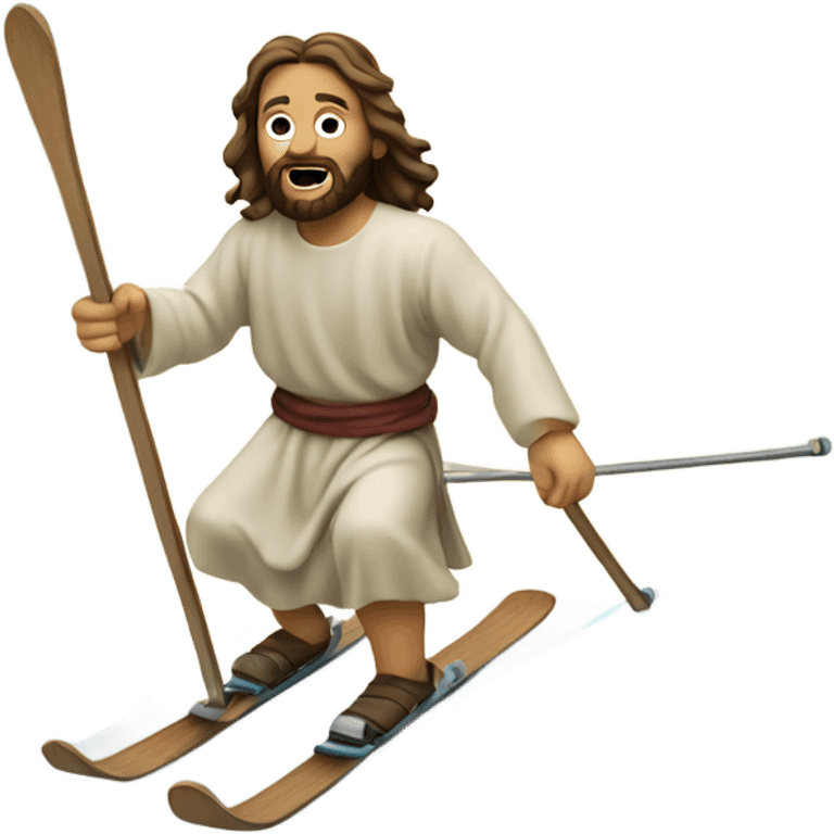 Jesus skiing down a mountain  emoji