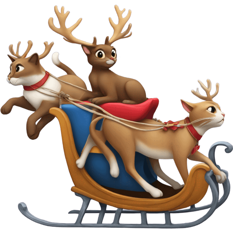 Cat with reindeers in a sleigh  emoji