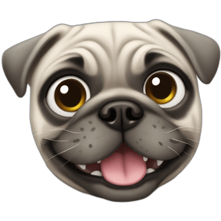 Grey Cat side happy pug emoji