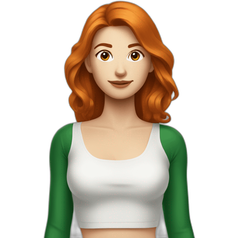 Rousse foncé avec un crop top vert emoji