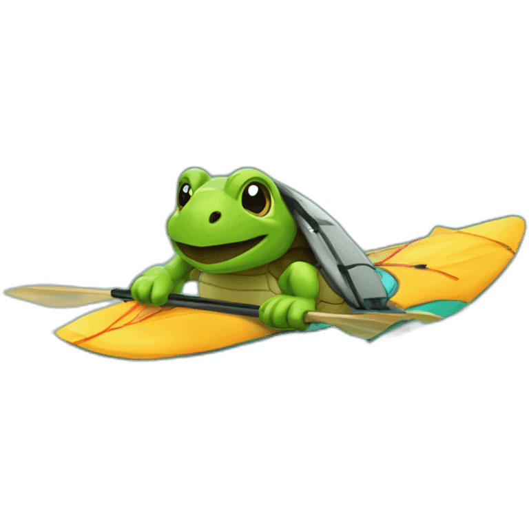 Tortue qui fait du kayak emoji