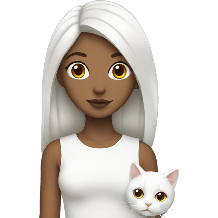 Lebanese girl with a White cat  emoji