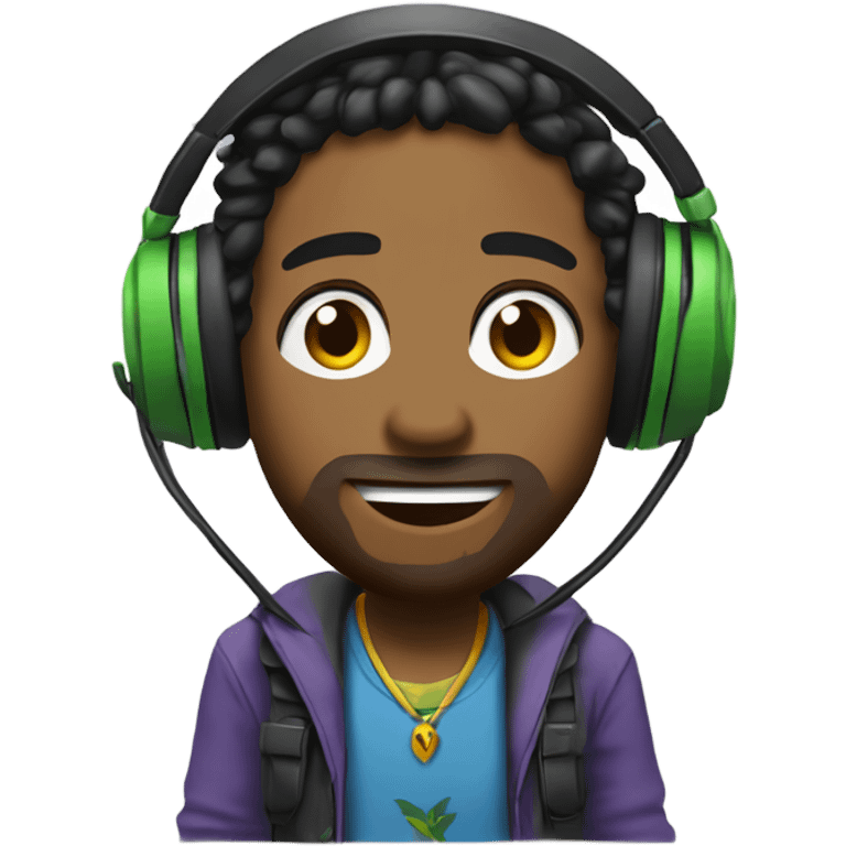 Emoji pour avatar twitch gameur blanc sous fond de reggae emoji