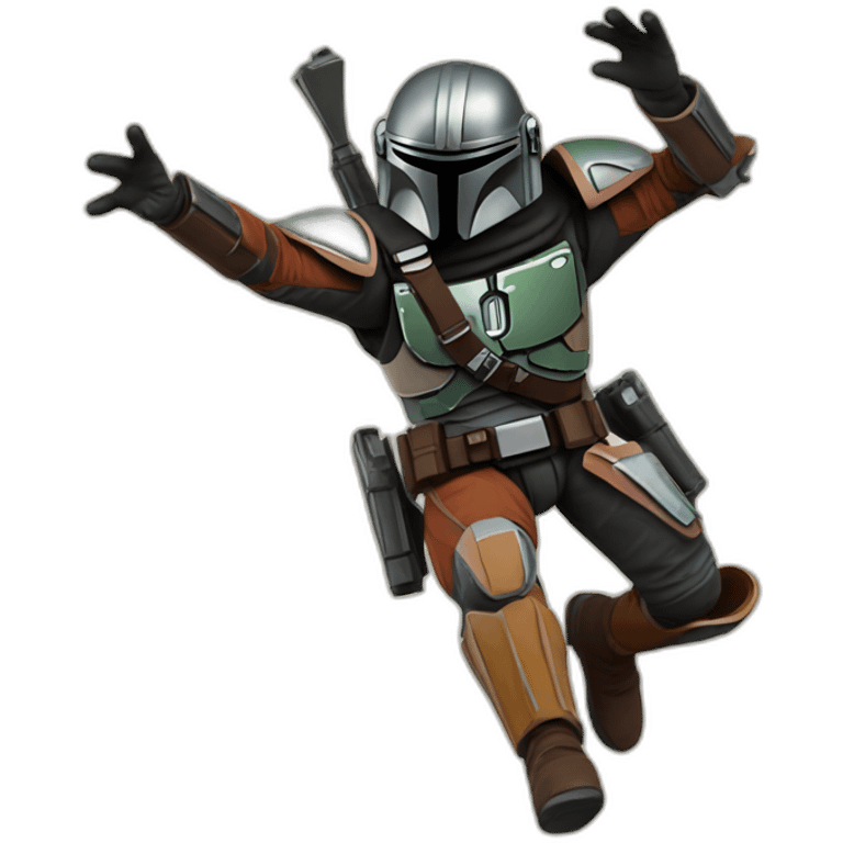 mandalorian jumping of the ground using his jet emoji