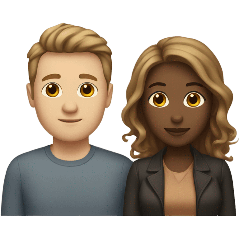 interracial couple with mixed race woman and white man with brown hair emoji