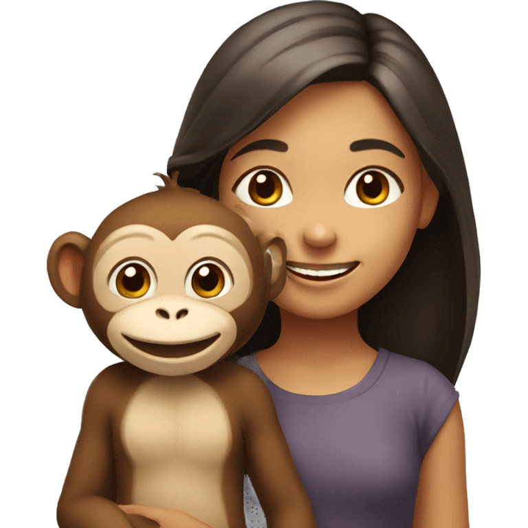 smiling girl with monkey emoji