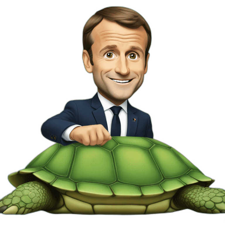 Emmanuel macron on a turtle emoji