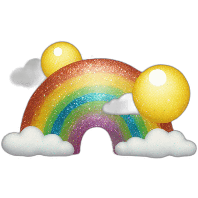 glitter rainbow with glitter clouds emoji