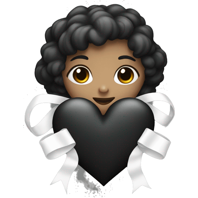 black heart with white bow emoji