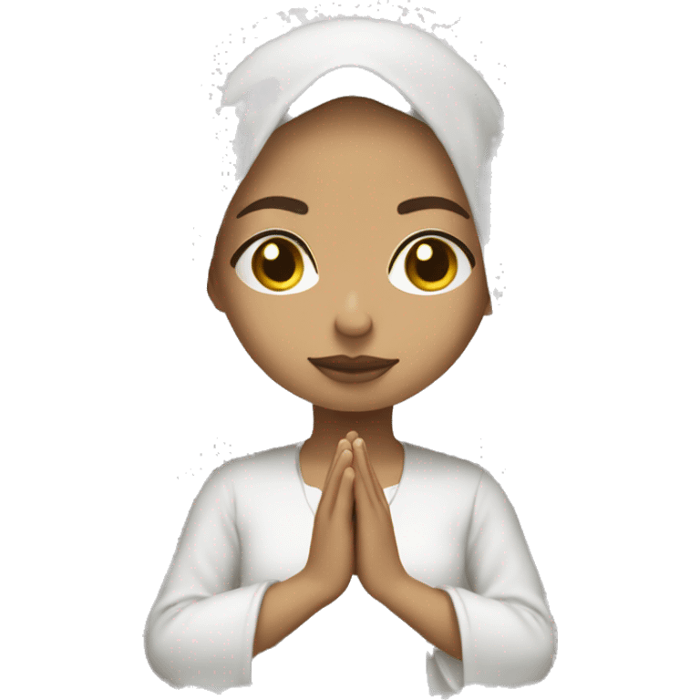 Light skin girl praying with lace white veil  emoji