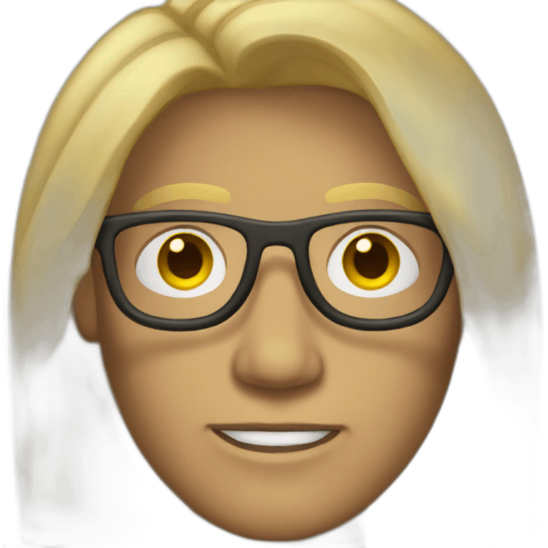 dark blonde guy with round glasses long hair emoji