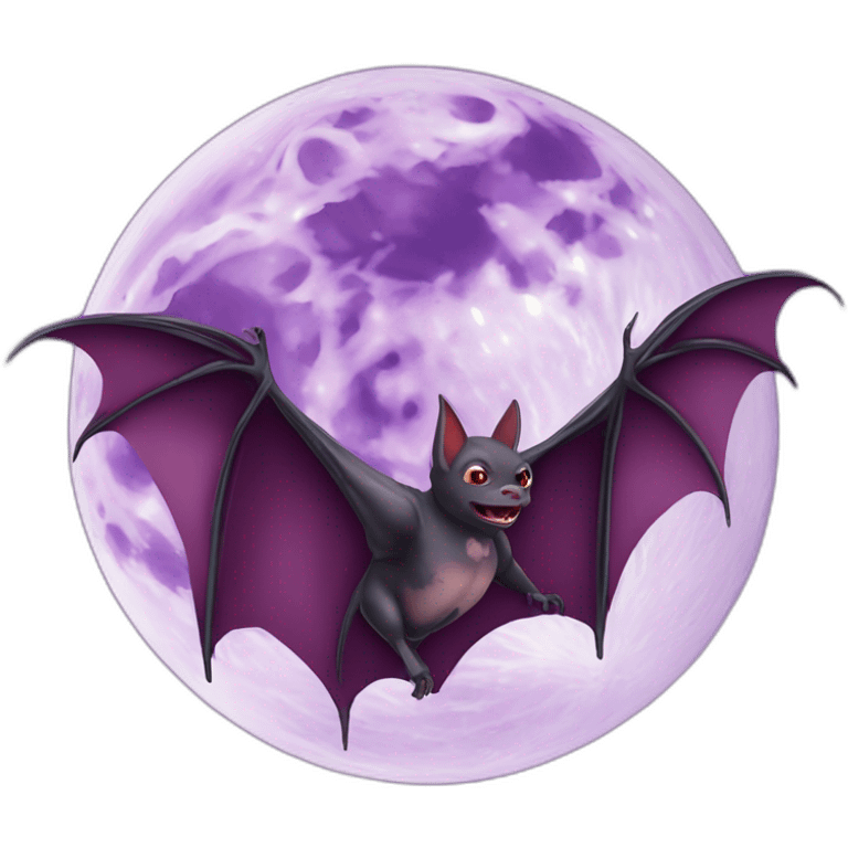 purple dripping vampire bat wings flying in front of large realistic full moon emoji