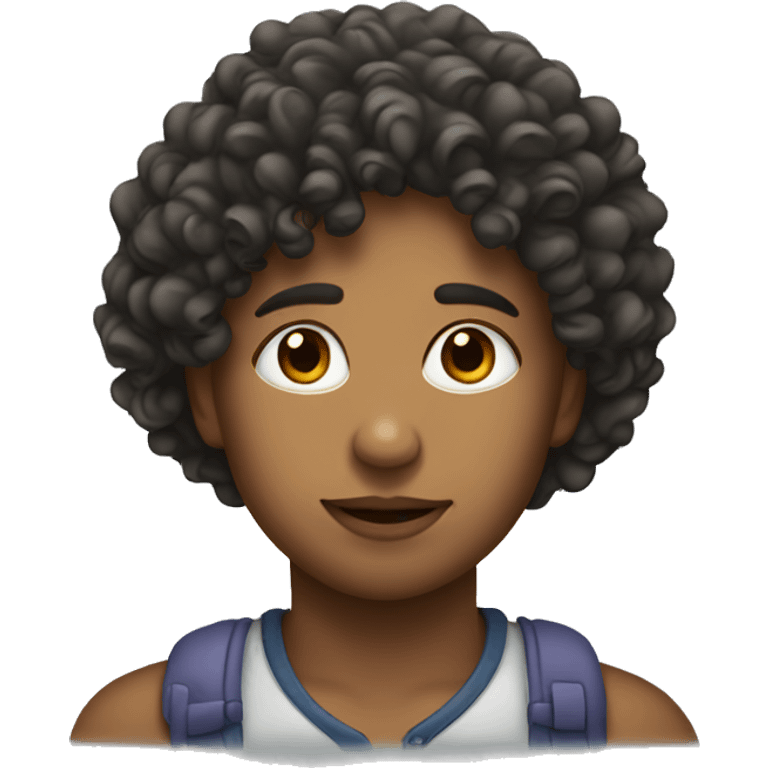 Girl with curly hair kissing man emoji