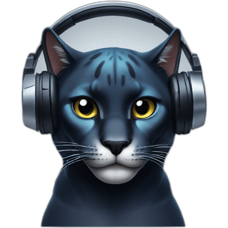 panther cat  wearing futuristic headphones emoji