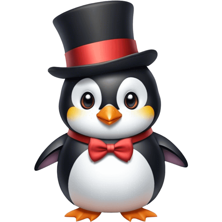 A fancy top hat penguin emoji