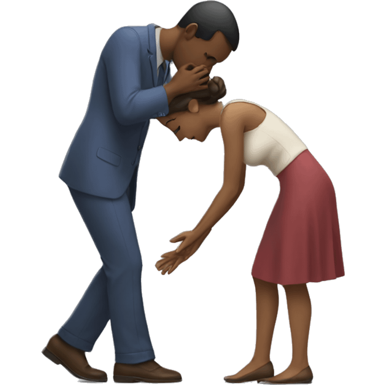 Man bowing to woman emoji