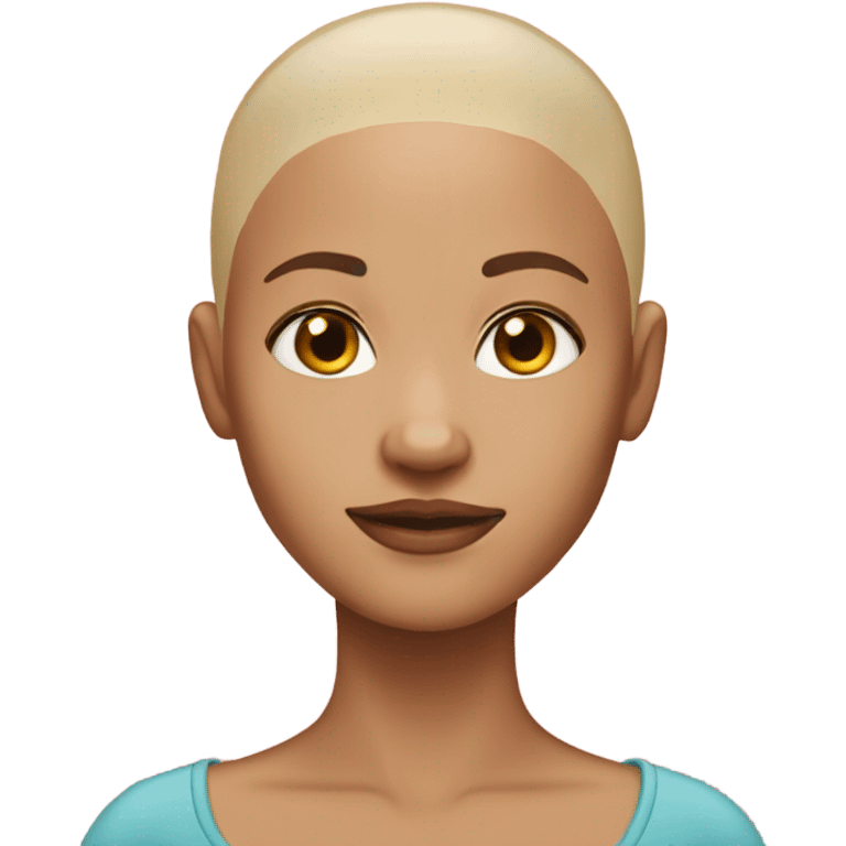 Light skin girl, with no hair, with a neck emoji