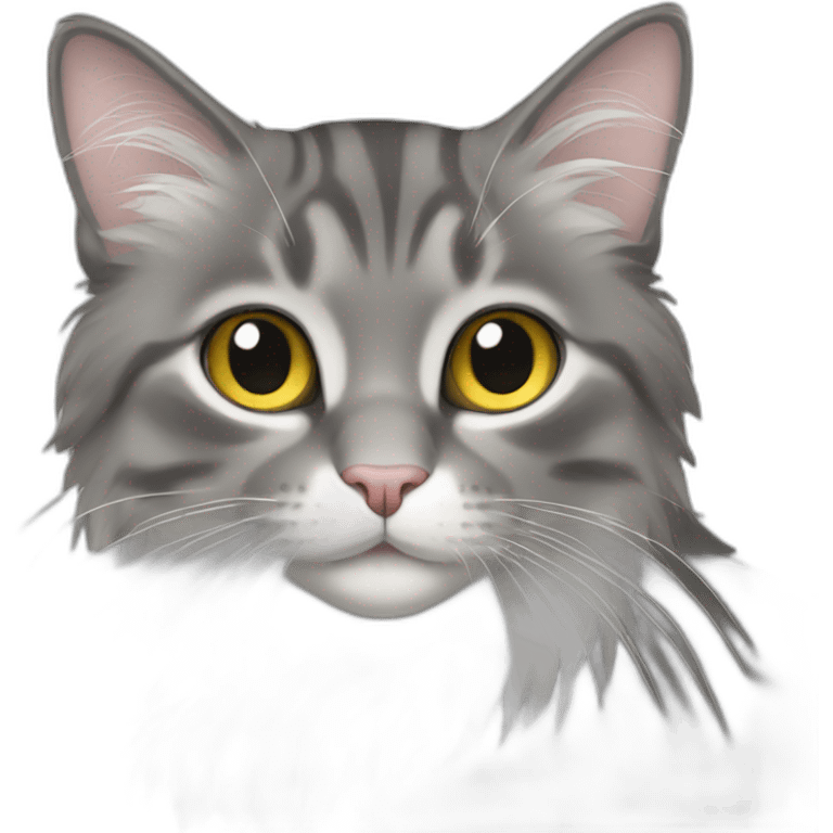 Grey cat long hair emoji