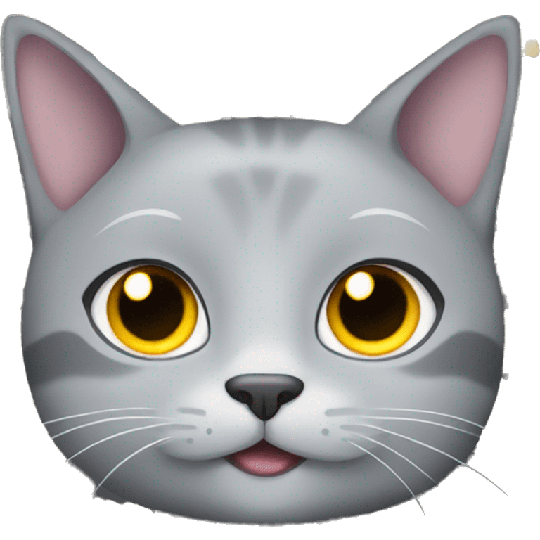 Grey cat without stripes with popcorn emoji