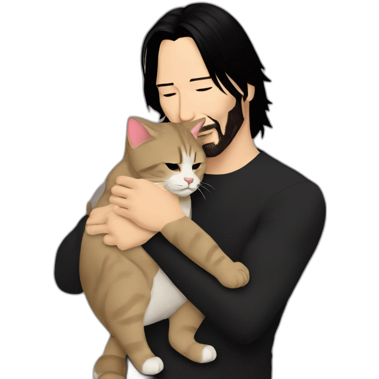 keanu reeves hugging cat emoji