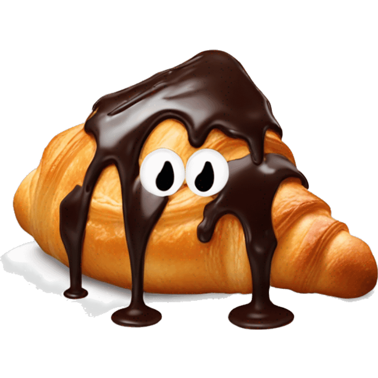 Chocolate dripping off croissant emoji