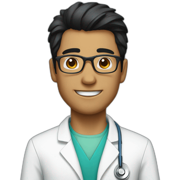 Male doctor glasses black hair emoji