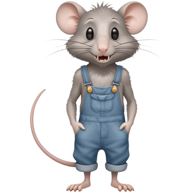 angry skinny grey-rat disheveled long-nose wearing-overalls no-shirt confused teeth-showing full-body emoji