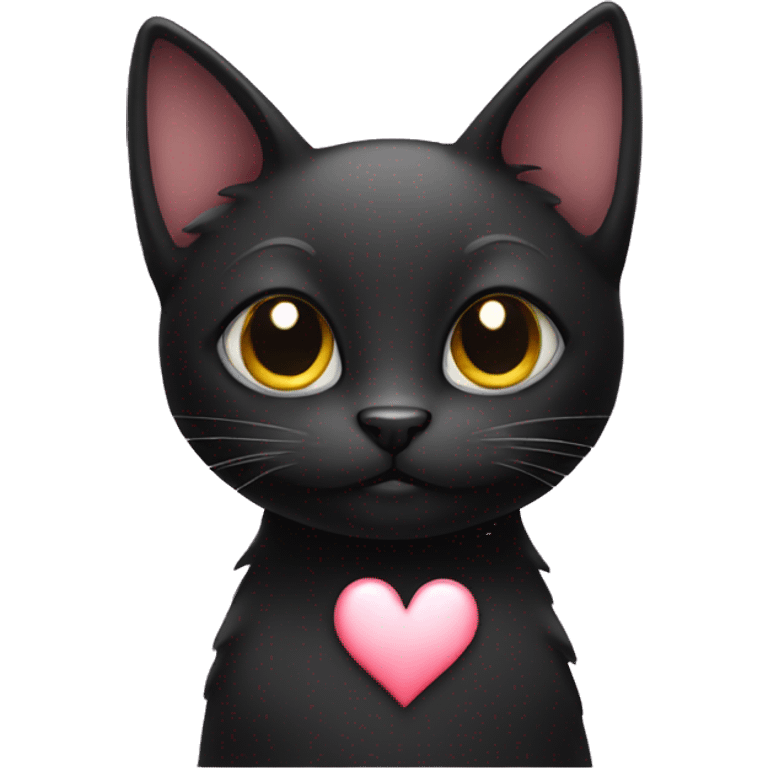 Black cat with heart emoji