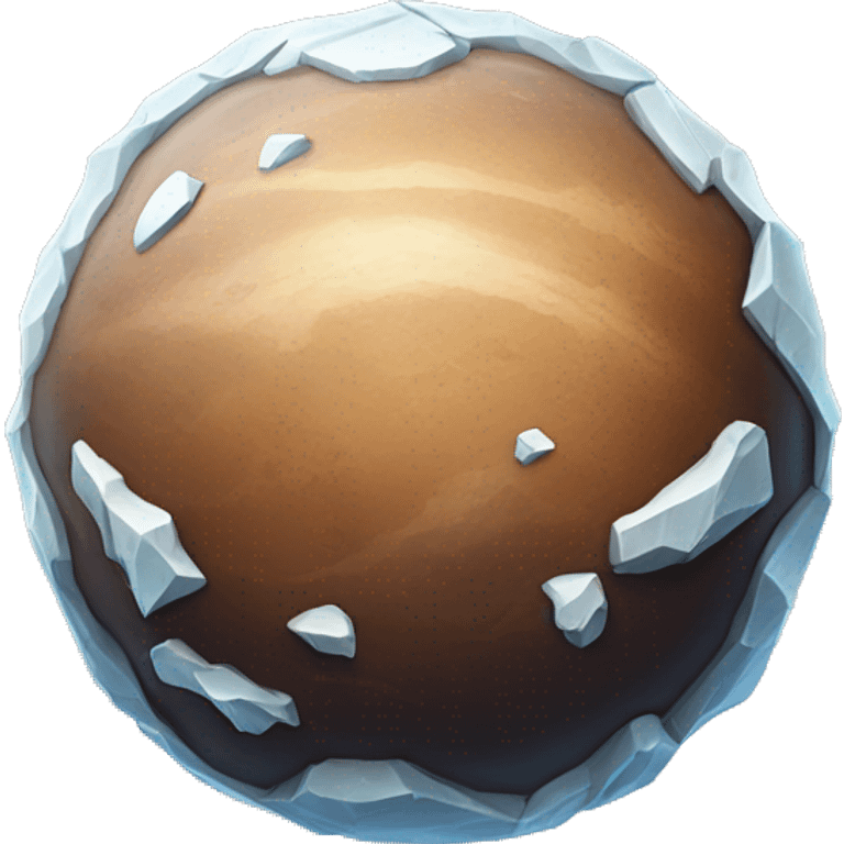 A planet, with rock and icy surface, mostly brown and white as colors emoji