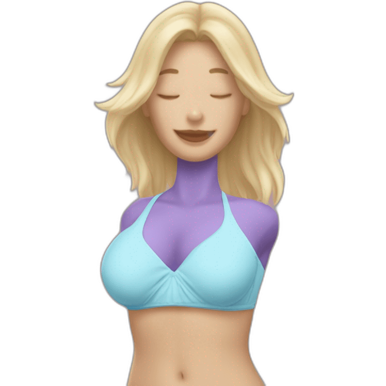 soft-fit Caucasian woman bikini (beach body) bed emoji