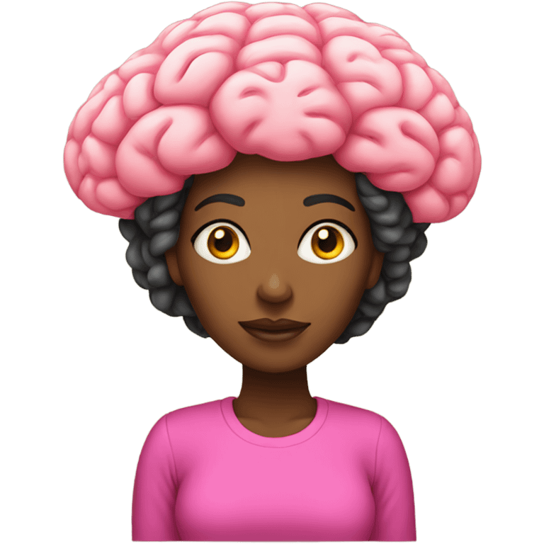 black woman with a huge pink brain. yellow shirt emoji