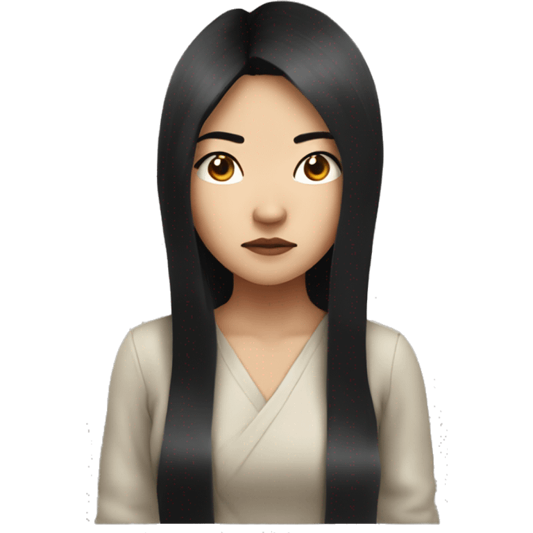 mad asian girl with long black hair emoji