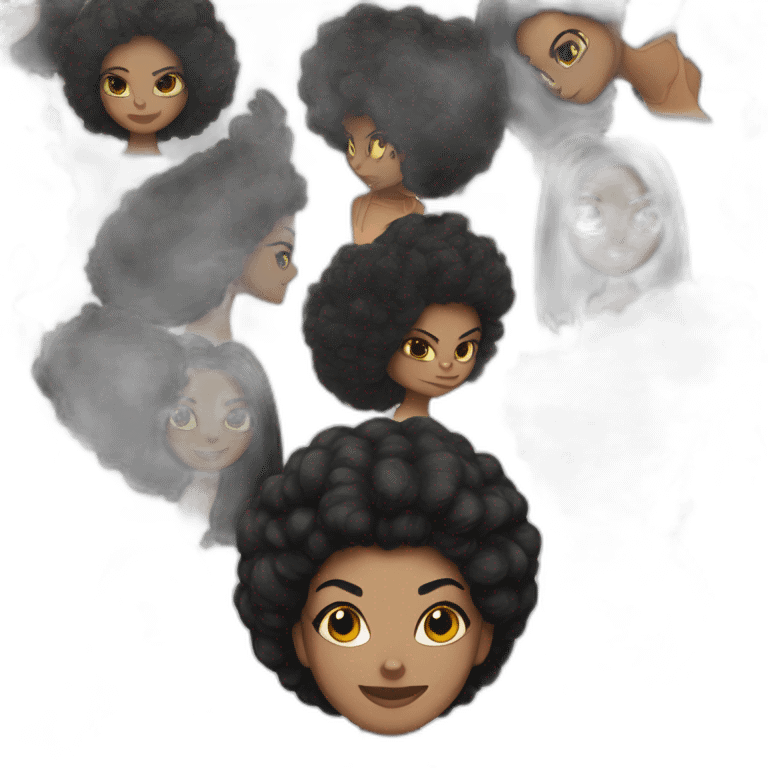 spider-woman, black afro hair emoji